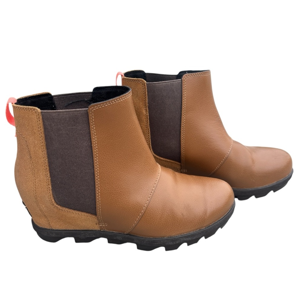 Sorel Joan Of Arctic Boots Girls 5 Brown Wedge Chelsea Glitter Shimmer Pull On - Picture 2 of 12